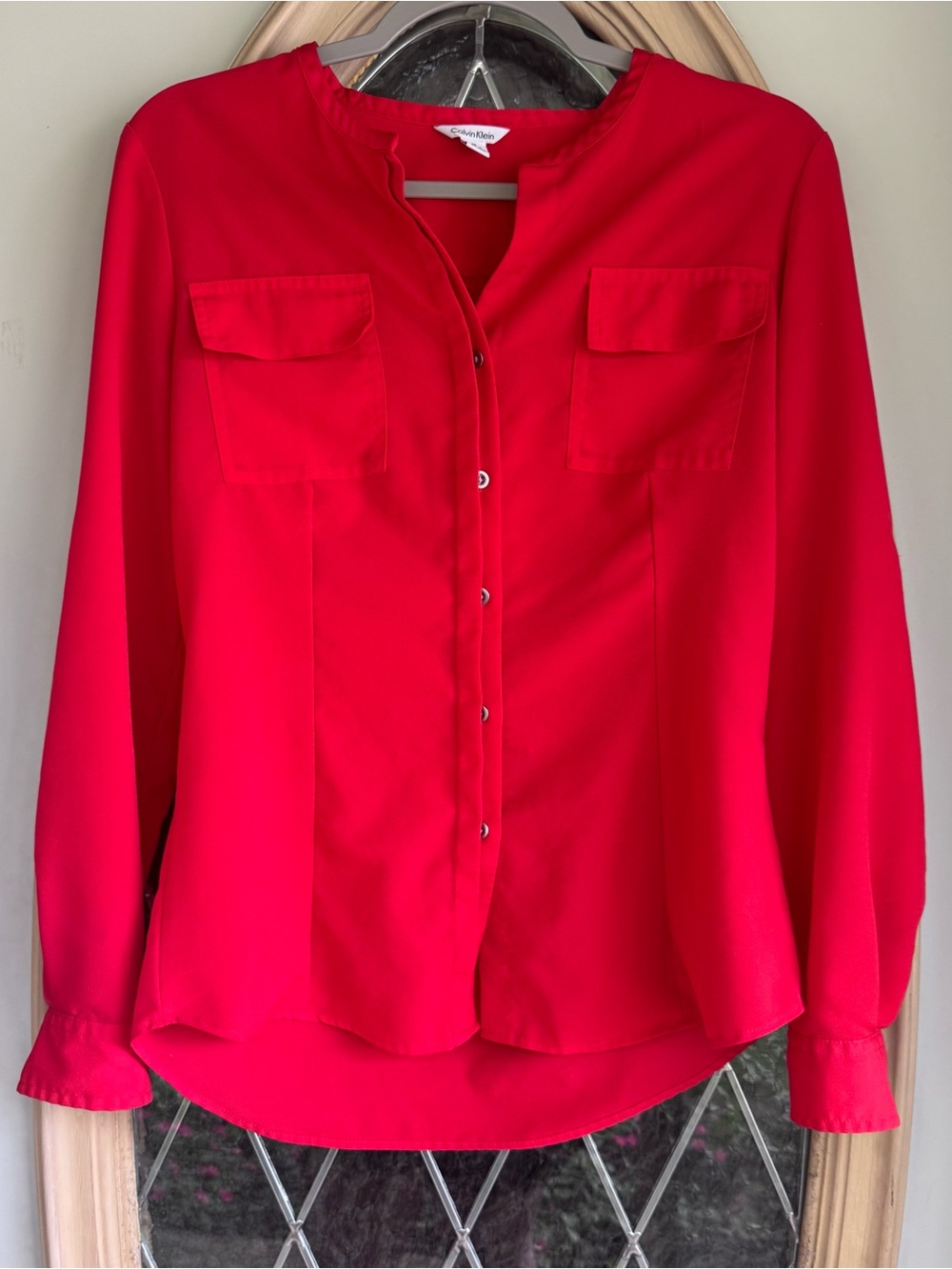 Calvin Klein Bright Red Button-Front Women's Shirt